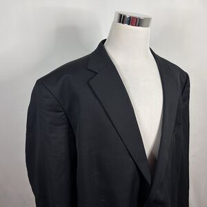 Jos A Bank 54XL Big & Tall Sport Coat 100% Wool Black Two Button Lined Vented